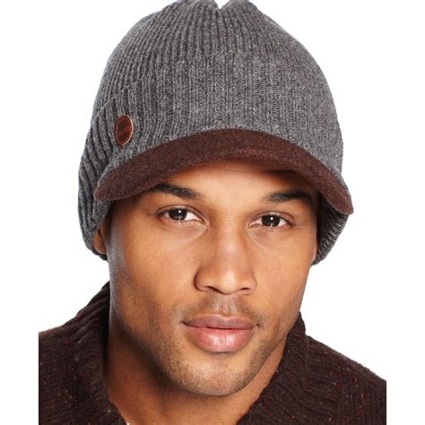 wooly peaked hat for men.